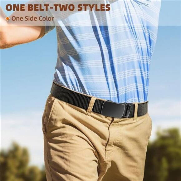 Mens Reversible Ratchet Belt Adjustable Stretch Golf Casual Work Belt Fit - Picture 3 of 8